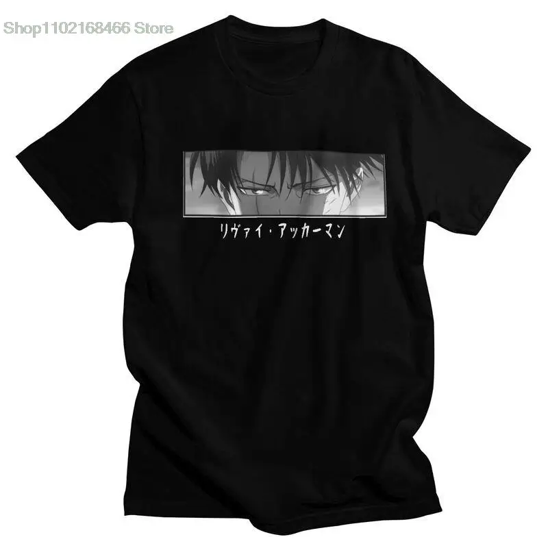 

Attack On Titan Tshirt for Men Short Sleeve Streetwear T Shirt Classic Anime Manga AOT Levi Ackerman T-shirt Cotton Tee Tops