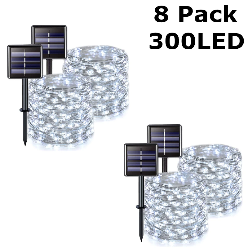 

32m/22m/12m Solar Led Light Outdoor Festoon Solar Garden Lights Outdoor 2-8Pack Waterproof Fairy Garland String Christmas Lights