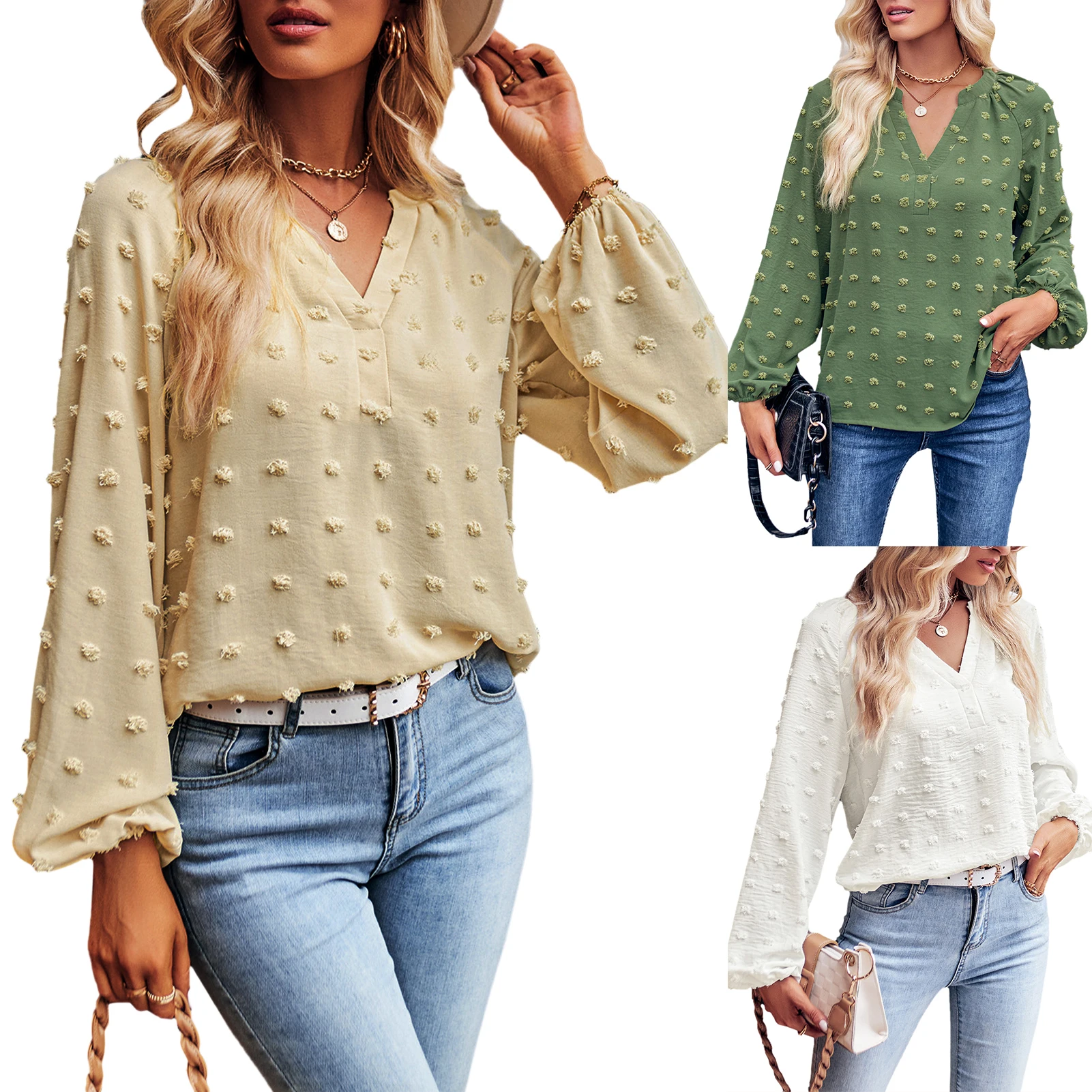 

Women Pullover Jacquard Shirts Elegant Fashion Comfy Blouses Lightweight Solid Color Commuting Shirts