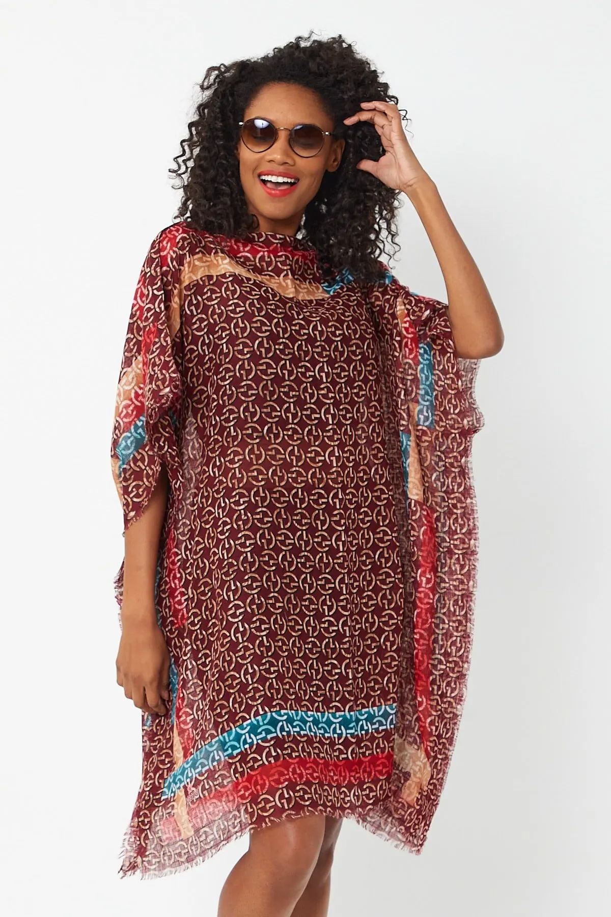 

Women's Pareo Claret Red Patterned Cotton Beach Dress Swimwear Cover Dress Sexy Tunic Suit Beachwear Female Beach Bikini Cover