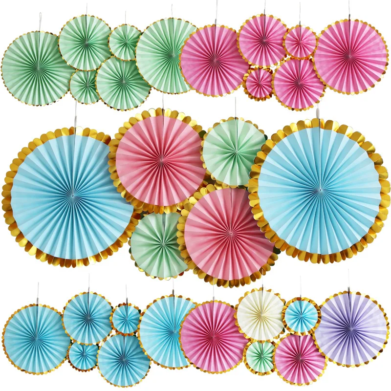 

6Pcs Diy Tissue Paper Fans Colorful 3D Paper Folding Fan Wedding Decor Background Birthday Party Kids Adult XMAS Home Decoration