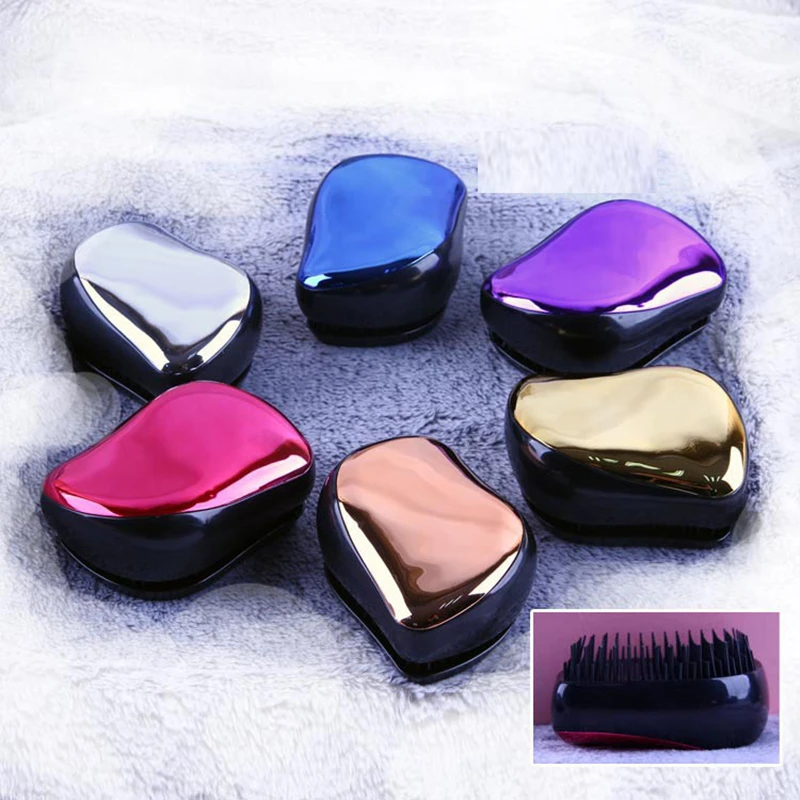 

New Electroplate Tangle Hair Teezer Hair Brush Antistatic Comb Hairbrush Professional Detangling Hair Styling Brush Tools
