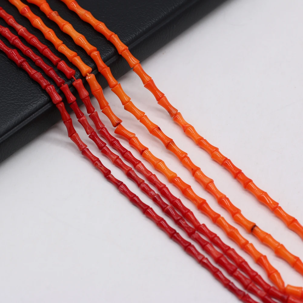 

Natural Corals Red Orange Bamboo-shaped Beaded 3x7mm For Jewelry Making DIY Necklace Bracelet Accessories Charms Gift Party 36CM
