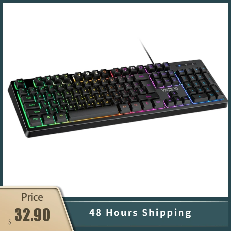 

2022 Fashion USB Wired Pink Gaming Keyboard 104 Keys Rainbow Backlit Keyboard White Backlight Keyboard Gamer