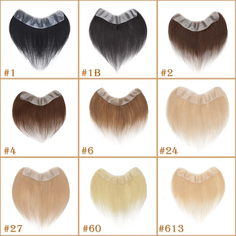 SEGO Remy Hair 4x18cm 100% Human Hair Piece V Loop Front Hairline for Men Hairpiece Thin Skin PU Replacement