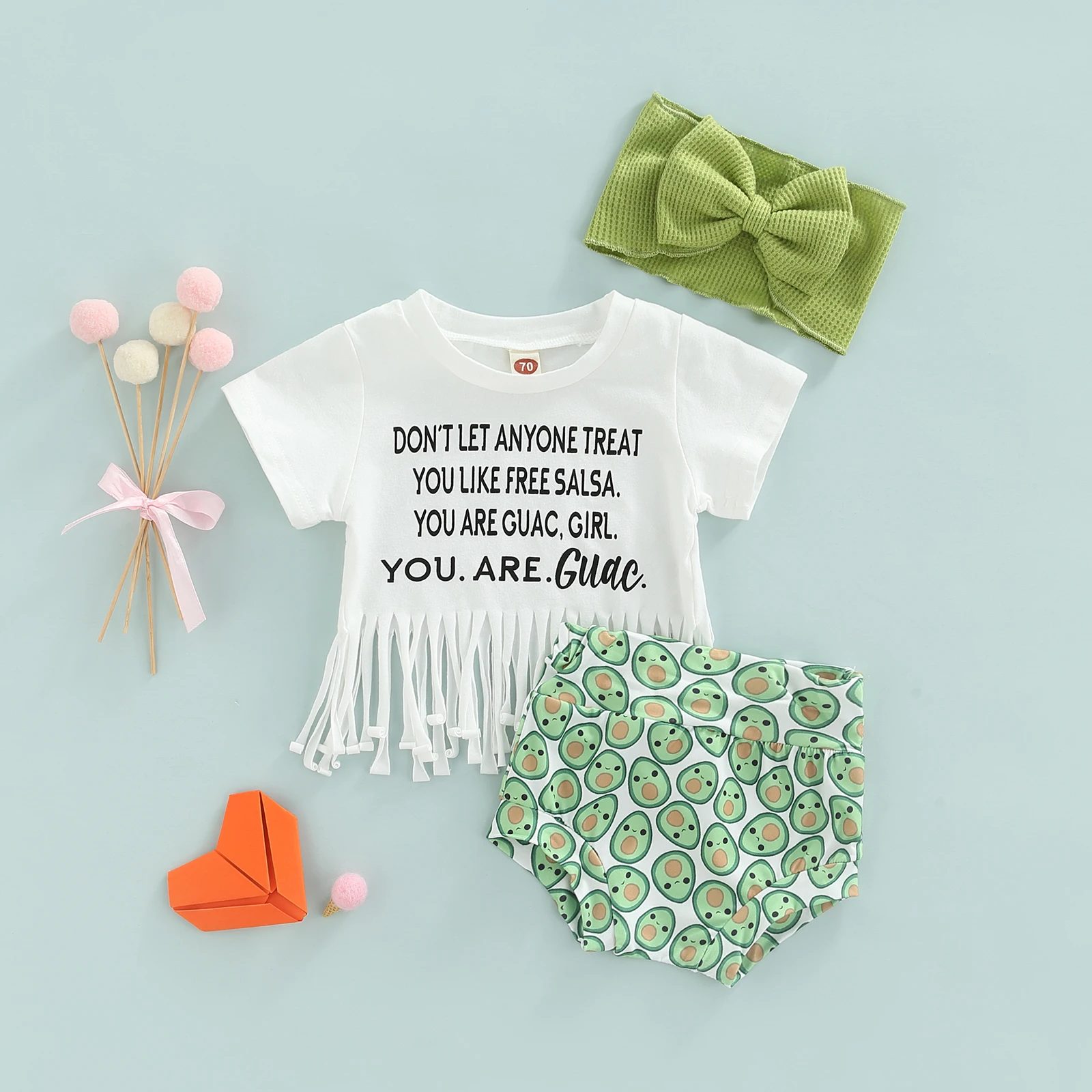 

Ma&Baby 0-24M Newborn Infant Baby Girls Clothes Set Summer Letter T-shirt Avocado Print Shorts Outfits Clothing Costumes D01