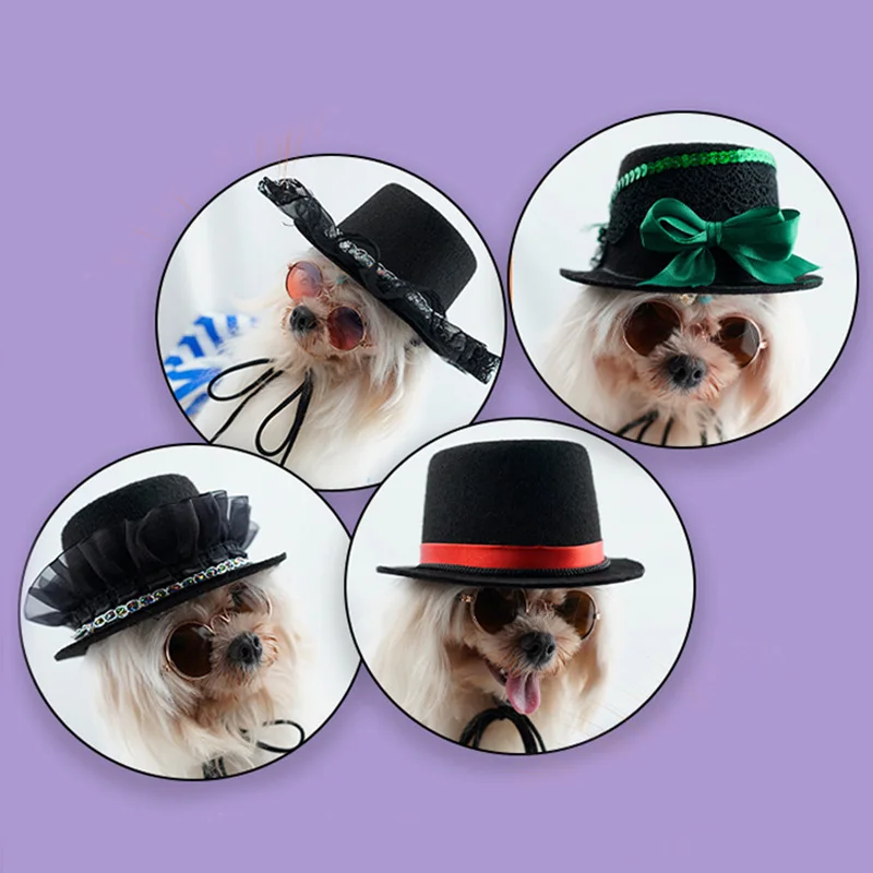 

Fashion Dog Hat Dogs Cat Wedding Party Gentleman Hats Caps For Small Medium Dogs Cats Headwear Classic Pet Accessories Top Hats