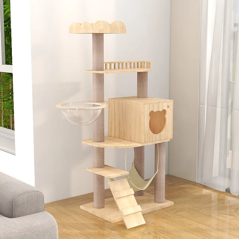 

Imported solid wood pet cat climbing rack, large cat rack, luxury cat rack, platform grab post, space capsule, cat nest, cat