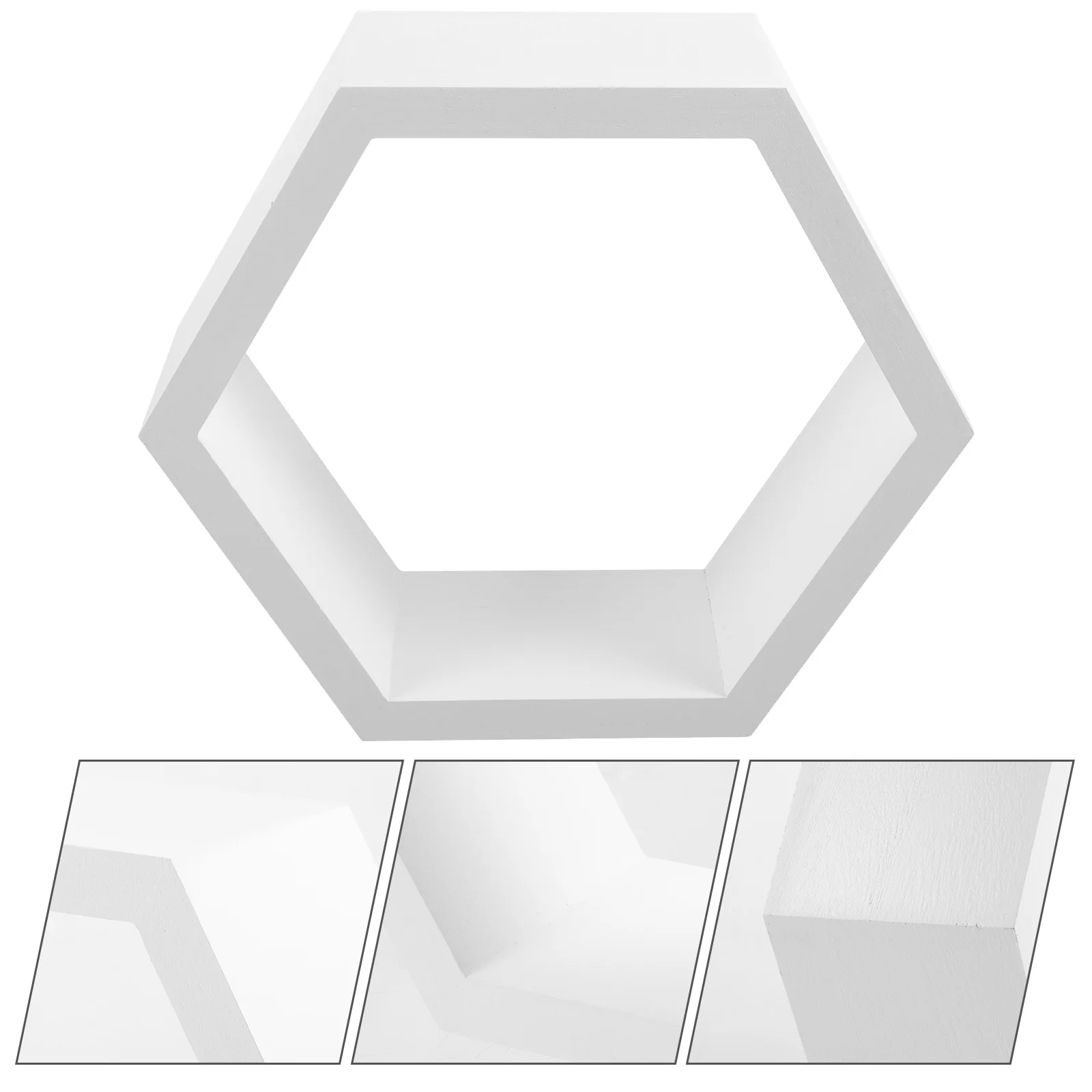 

Wood Hexagon Shelves White Wall Mounted Floating Storage Holder 27x23 5x9cm Geometric Wall Rack for Home Living Room Shelf