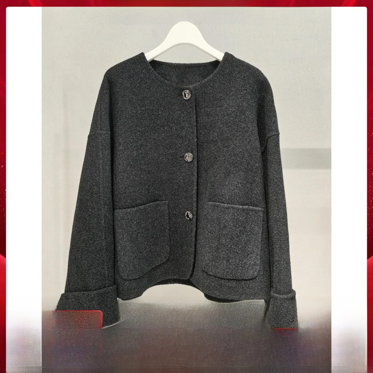 мм микрофон 2024 осень и зима новые двусторонние шерстяные изделия короткая