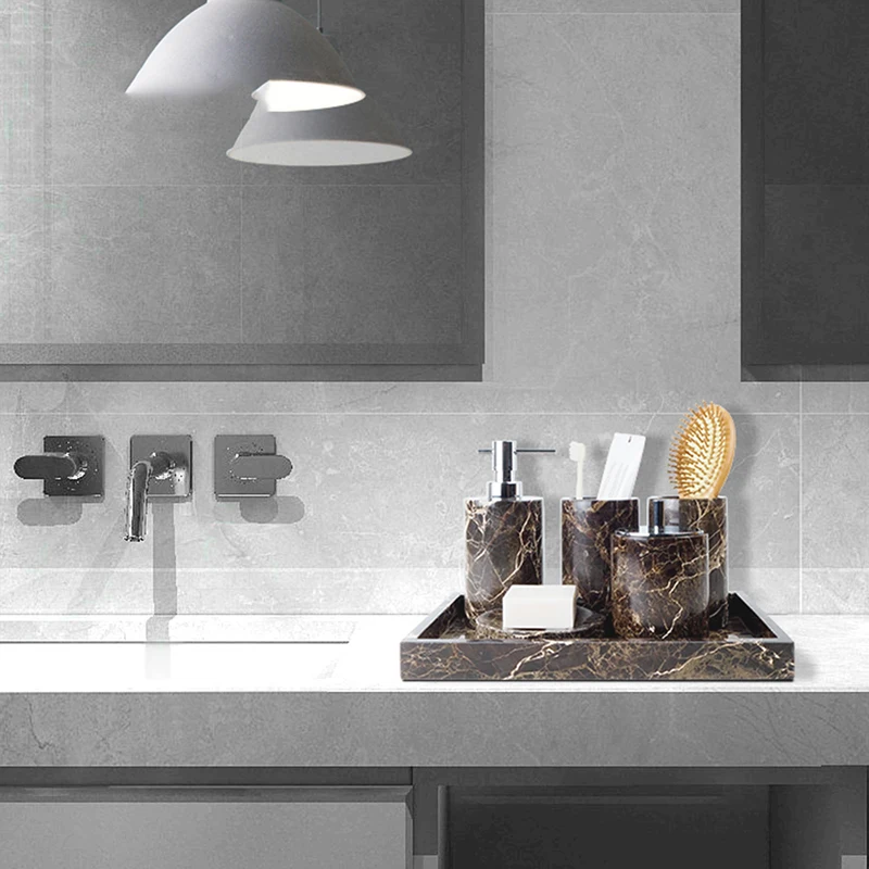 Темный Имперадор натуральный мрамор наборы аксессуаров для ванной комнаты