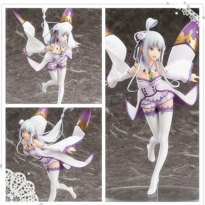 

New Hot 22cm Anime Emilia Cat Re: Zero-starting Life In Another World Figure White Rem Static Model Pvc Toys Gift Doll