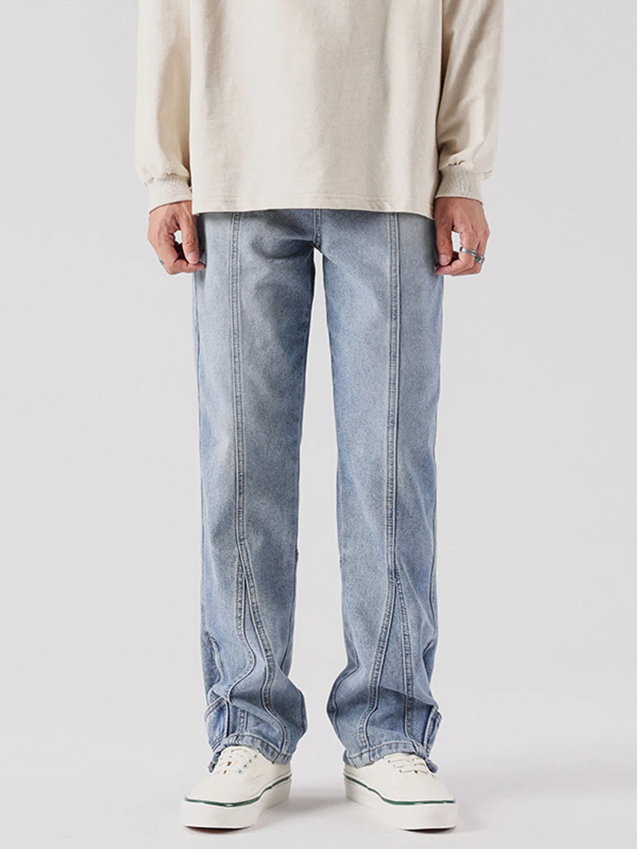 

Four Seasons Men's Jeans American Jeans Men's High Street Style Loose Straight Pants Fashion Streetwear Men's Ins Hot Sale JEANS