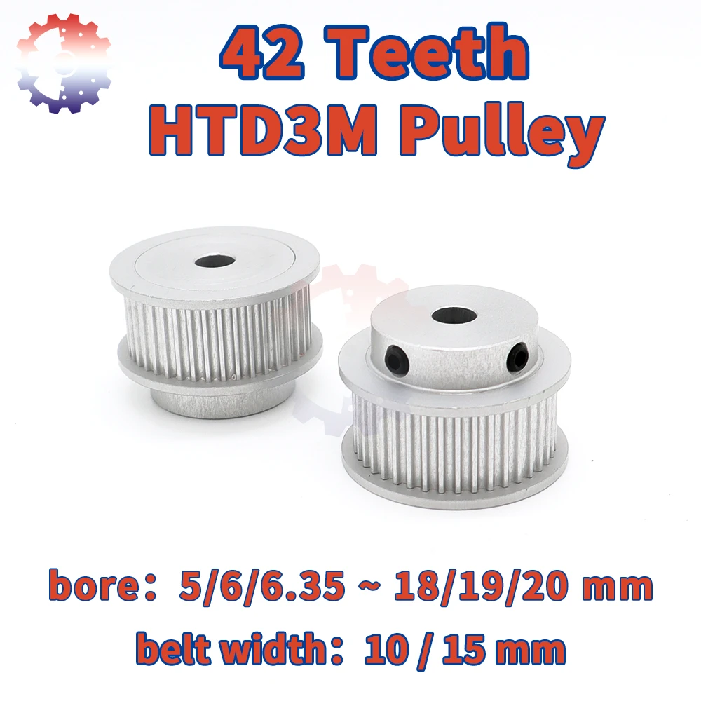 42Teeth HTD 3M Timing Pulley Synchronous Wheel Belt Width 10 15mm 42 Teeth Bore 5/6/8~19/20mm 42T HTD3M