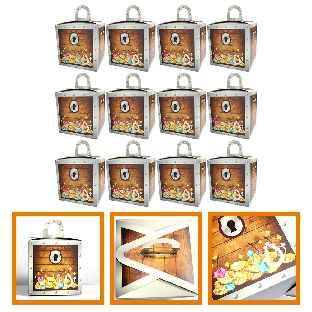 

12 Pcs Reusable Pirate Snack Box Paper Treat Halloween Party Candy Bag Decoration Box Cupcake
