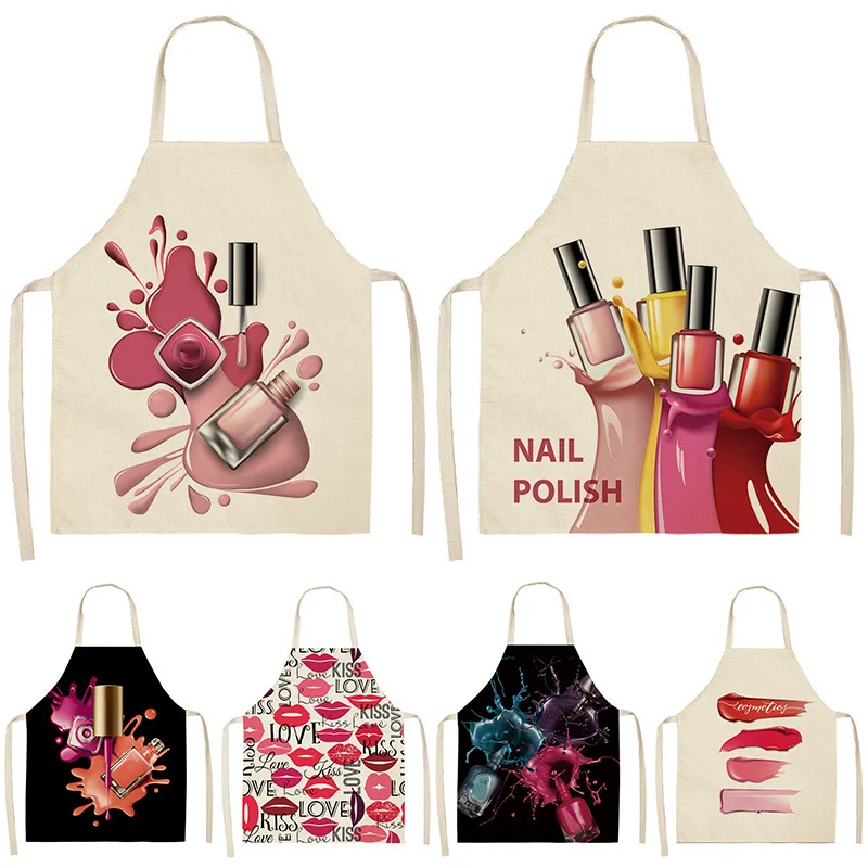 

Women Aprons Household Cleaning Cotton Linen Pinafore Salon Home Cooking Baking Bib Adult