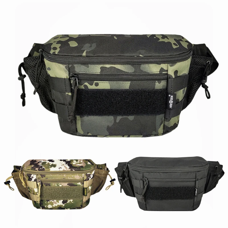 

Tactical Waist Bag Men's Fishing Belt Bag Large Capacity Waterproof Travel Climbing Lure Bags Military Camo Outdoor Fanny Pack