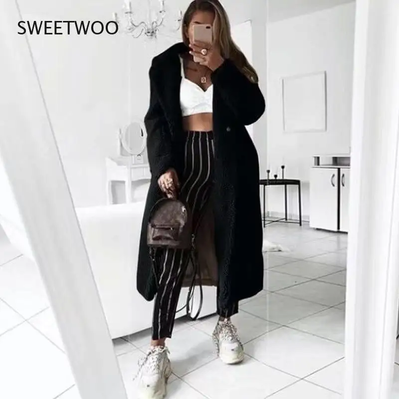 Faux Fur Teddy Coat Women Autumn 2021 Casual Female Winter Long Jacket Thick Warm Outwear Long Sleeve Fur jaqueta feminina