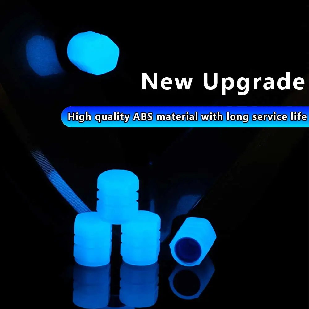 4pcs Luminous Car Tire Valve Caps Wheel Tyre Rim Stem Covers Dustproof Waterproof For Auto Motorcycle Bicycle glow in the dark