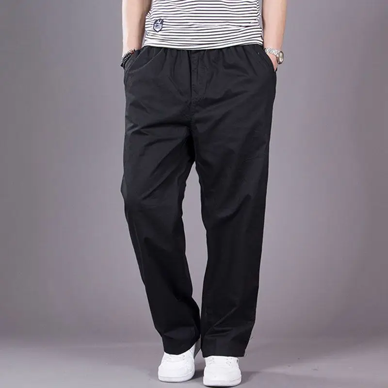 

2022 Fashion Men's New Casual Cargo Cotton Pants Men Loose Straight Pants Elastic Work Trousers Brand Fit Joggers Male R43
