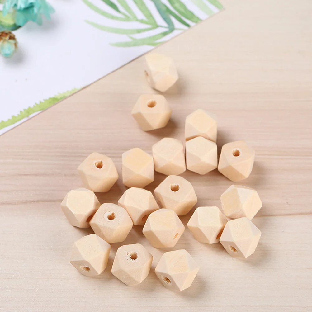 

100pcs Unfinished Natural Color Wooden Beads Octagonal DIY Spacer Beads Findings Charms for Craft Project Jewelry Making