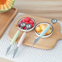 watermelon ice cream dig ball scoop spoon melon fruit carving knife cutter gadgets diy stainless steel spoon double head tool