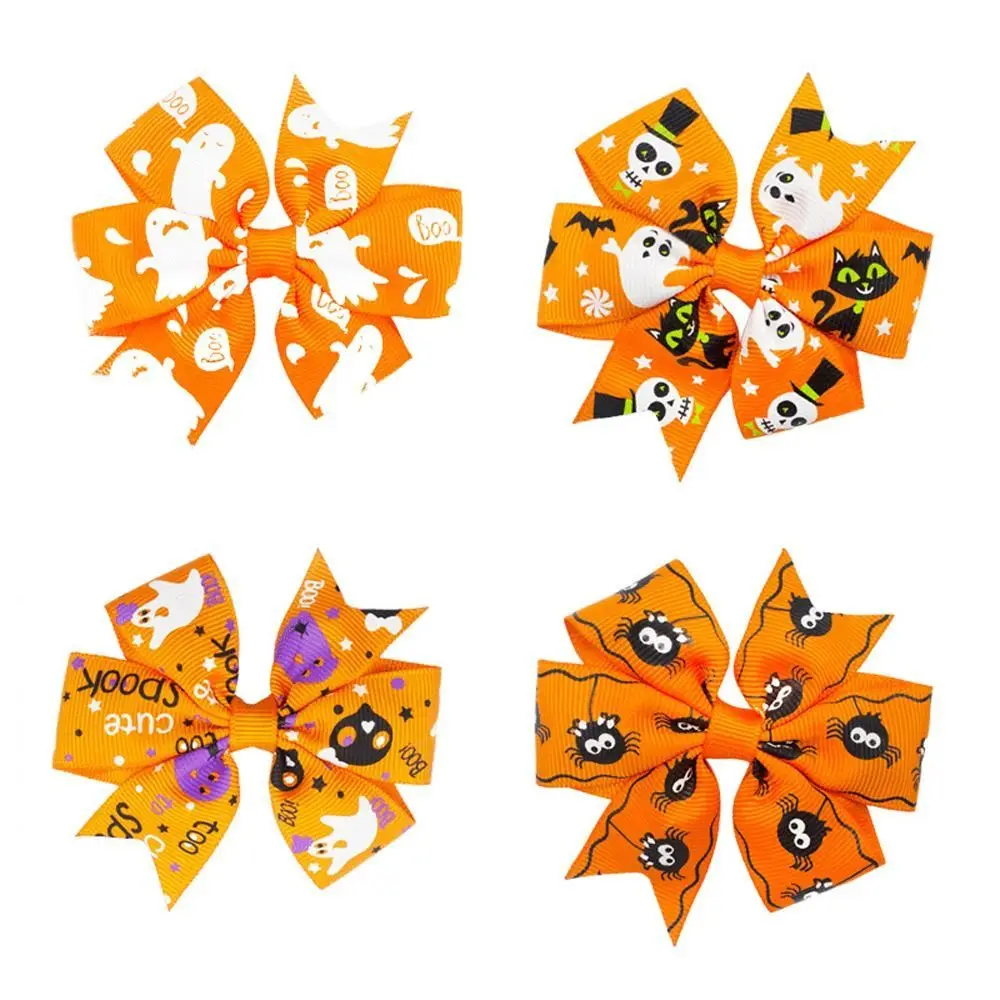 

Skeleton Halloween Bow Hair Clip Funny Spider Bat Pumpkin Skull Female/Children