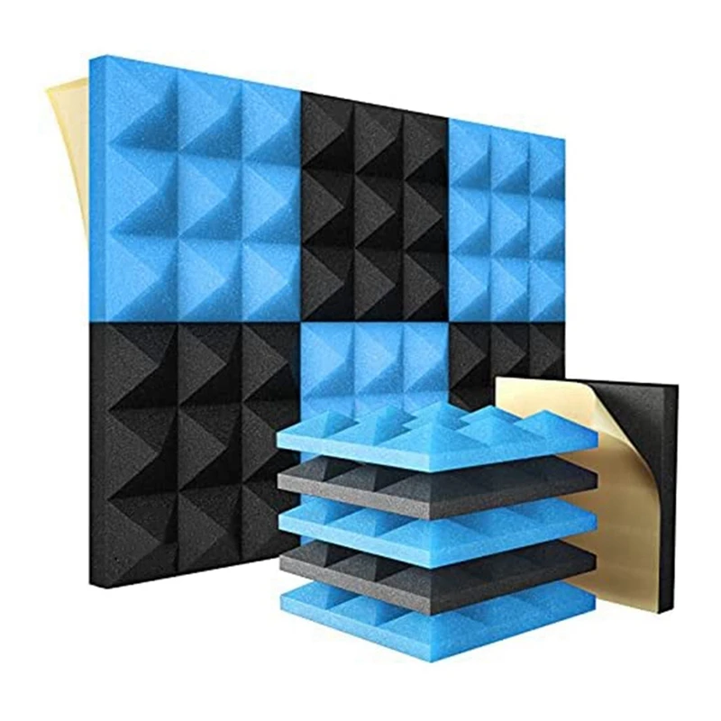 

12Pcs Self-Adhesive Acoustic Panels,Acoustic Foam Panels Sound Absorption Pyramid Studio Treatment Wall Panel