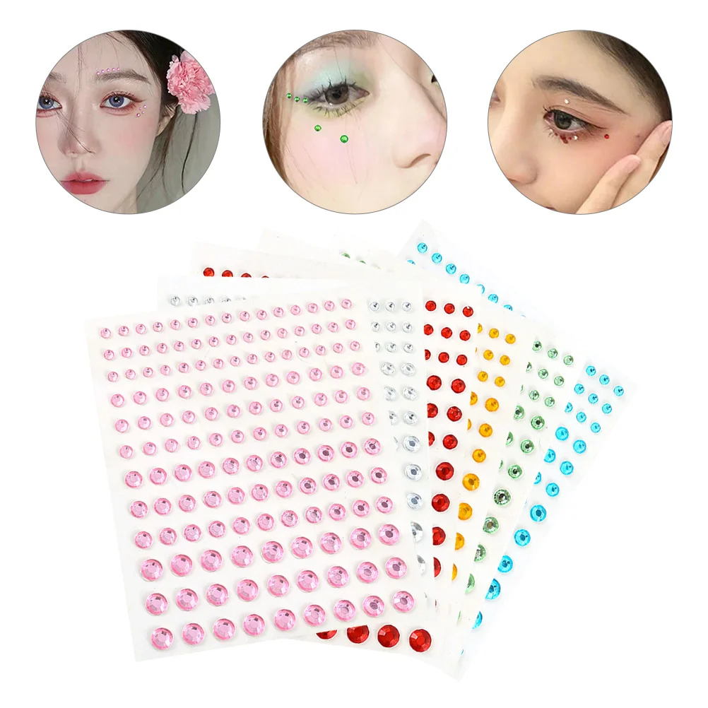 

6 Sheets Sparkle Stickers Bling Body Stickers Glue Free Crystal Body Stickers Makeup Jewels Eyes Acrylic Self Adhesive Face Gems