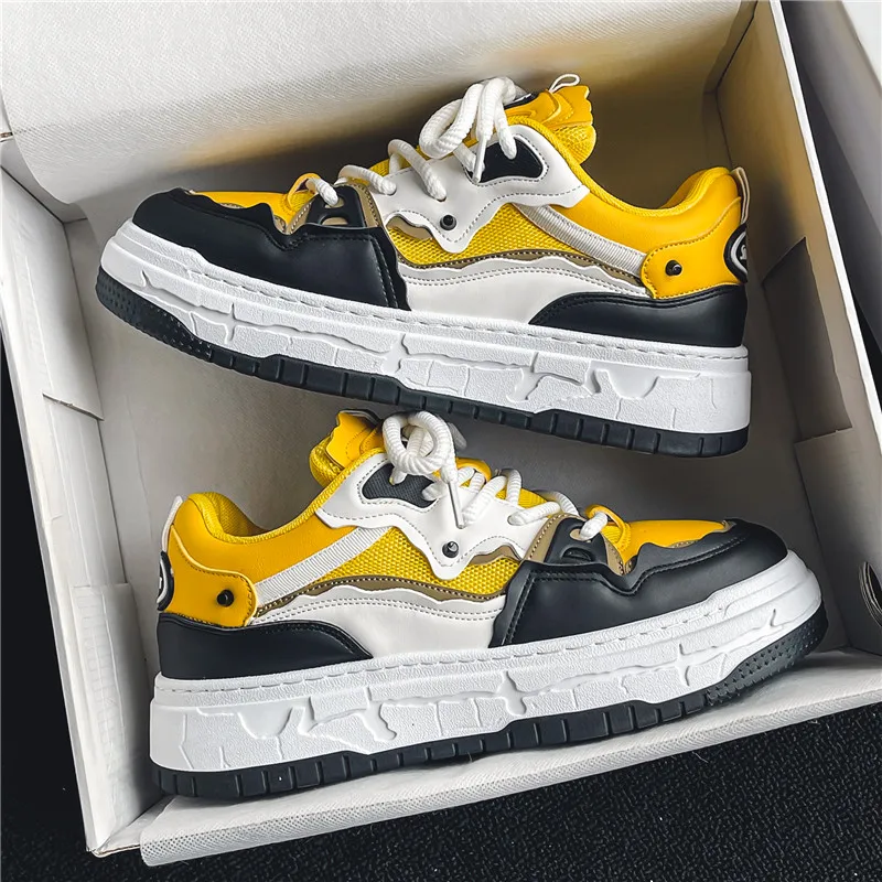 

2023 New Arrival Pu Leather Shoes For Men Fashion Casual Shoes Male Rubber Sole Walking Shoes Men Casual Lace Up Sneakers