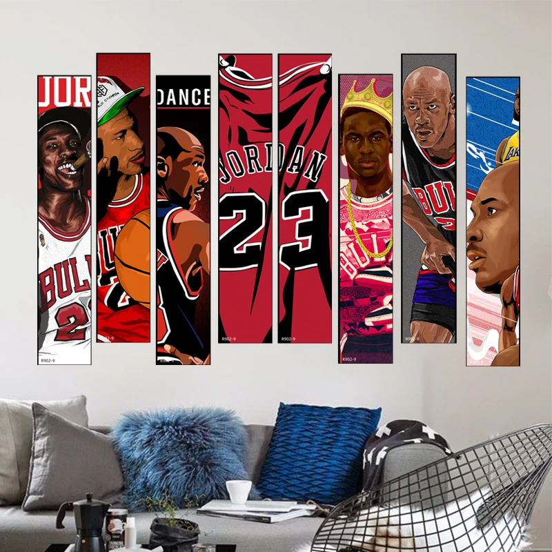 

American basketball star bedroom wall stickers poster waterproof decorative stickers bedroom self-adhesive murals