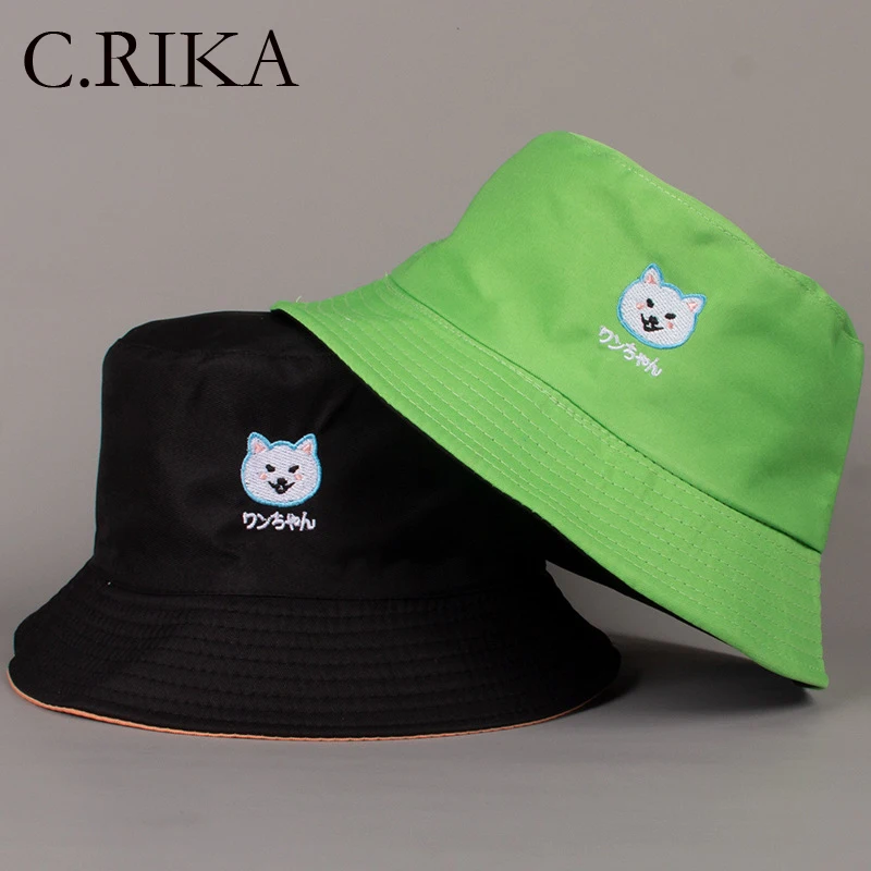 

Панама с мультяшными собаками для мужчин и женщин, модная Милая Двусторонняя шляпа от солнца, для отдыха на открытом воздухе, рыбалки, лето ...