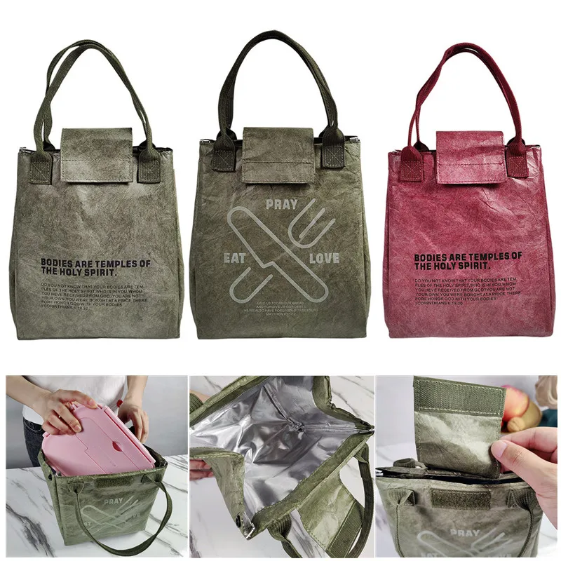 

Dupont Paper Thermal Bag Thickened Lightweight Meal Bag Handbag Office Worker Picnic Travel Brings Lunch Box Storage Organizer