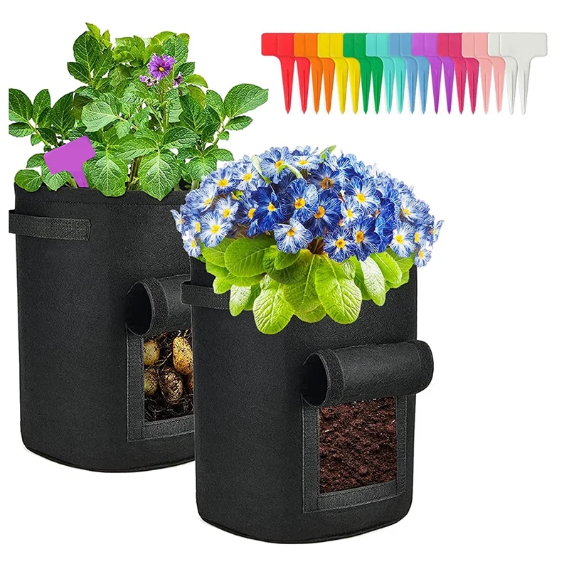 

2 X Potato Plant Bag, 10 Gallons, Large Felt Plant Bags For Potatoes, Potato Bag, Plant Bag With Handles And Window