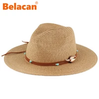 panama fedora hat summer sun hats for women beach wide brim straw hats men fashion uv sun protection travel caps chapeu feminino