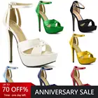 Босоножки на высоком каблуке; Женская обувь на шпильке; Свадебные Босоножки на каблуке; Пикантная атласная женская обувь на платформе с открытым носком и ремешком на щиколотке; 3463SL-b