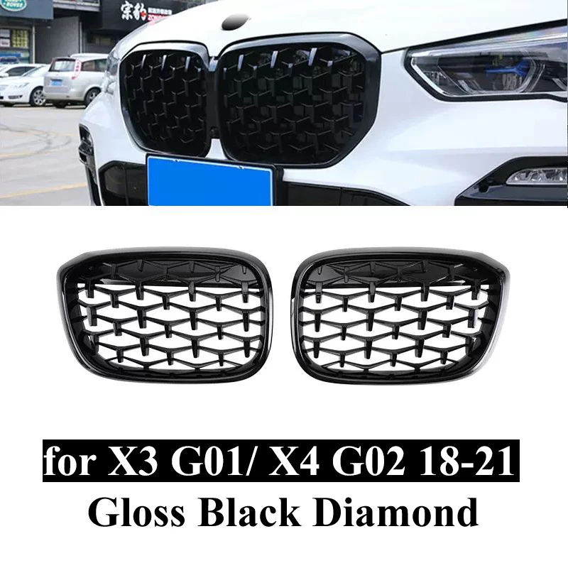 

Передние решетки для почек, глянцевая черная решетка для BMW X3 G01 X4 G02 2019 2020 2021, тюнинг автомобиля