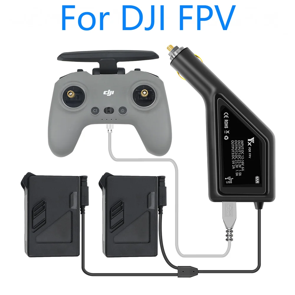 

Зарядное устройство для Dji Fpv Dual Battery Smart Car с Usb-портом и пультом дистанционного управления, 2 скоростных зарядных дрона, уличные аксессуары дл...