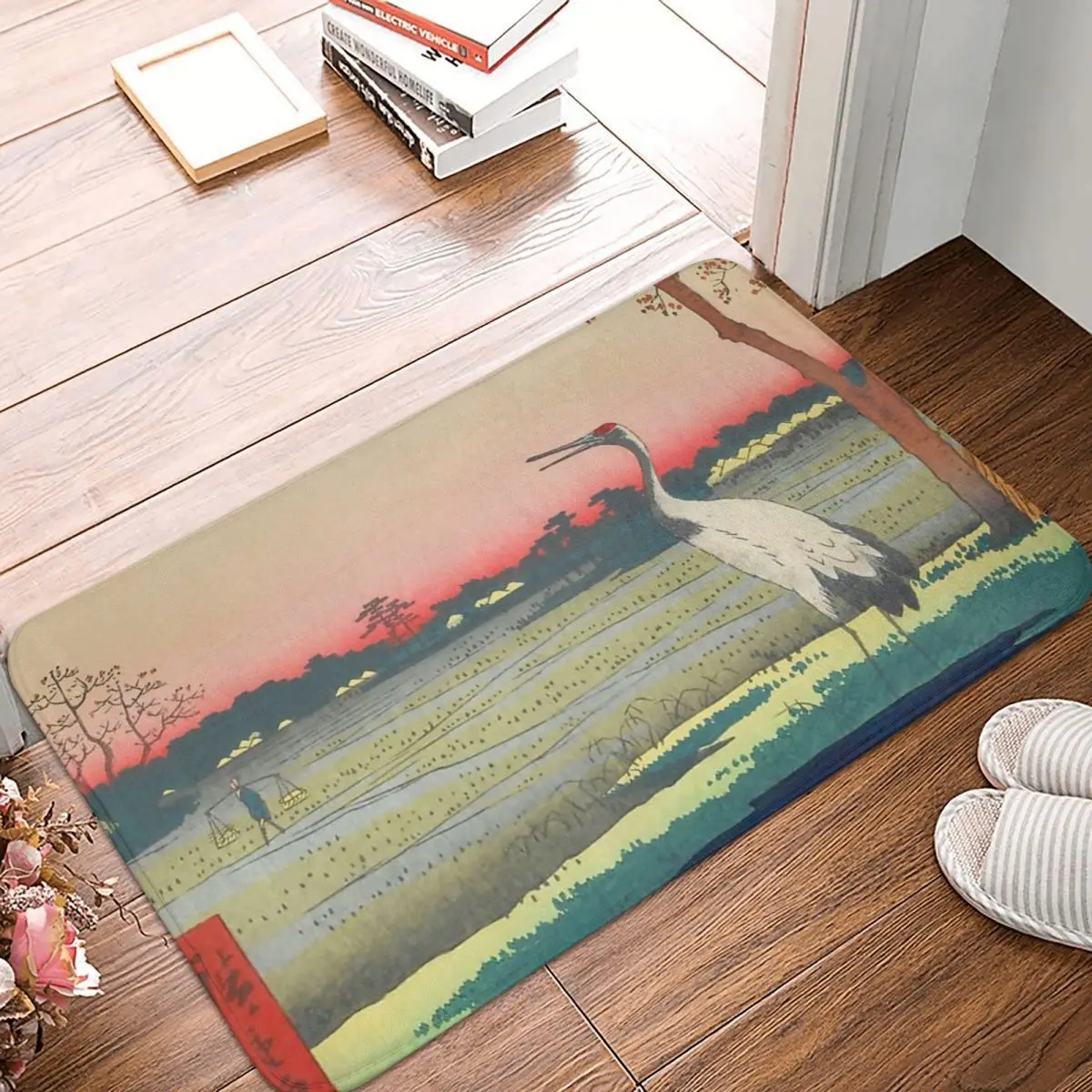 

Red-crowned Crane Carpet, Polyester Floor Mats Fashionable Durable Everyday Mats Mats Customizable