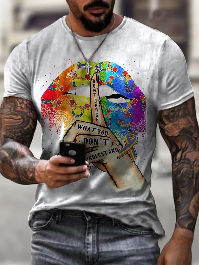 

2021 new men's fashion casual 3D full-body printing oversized T-shirt