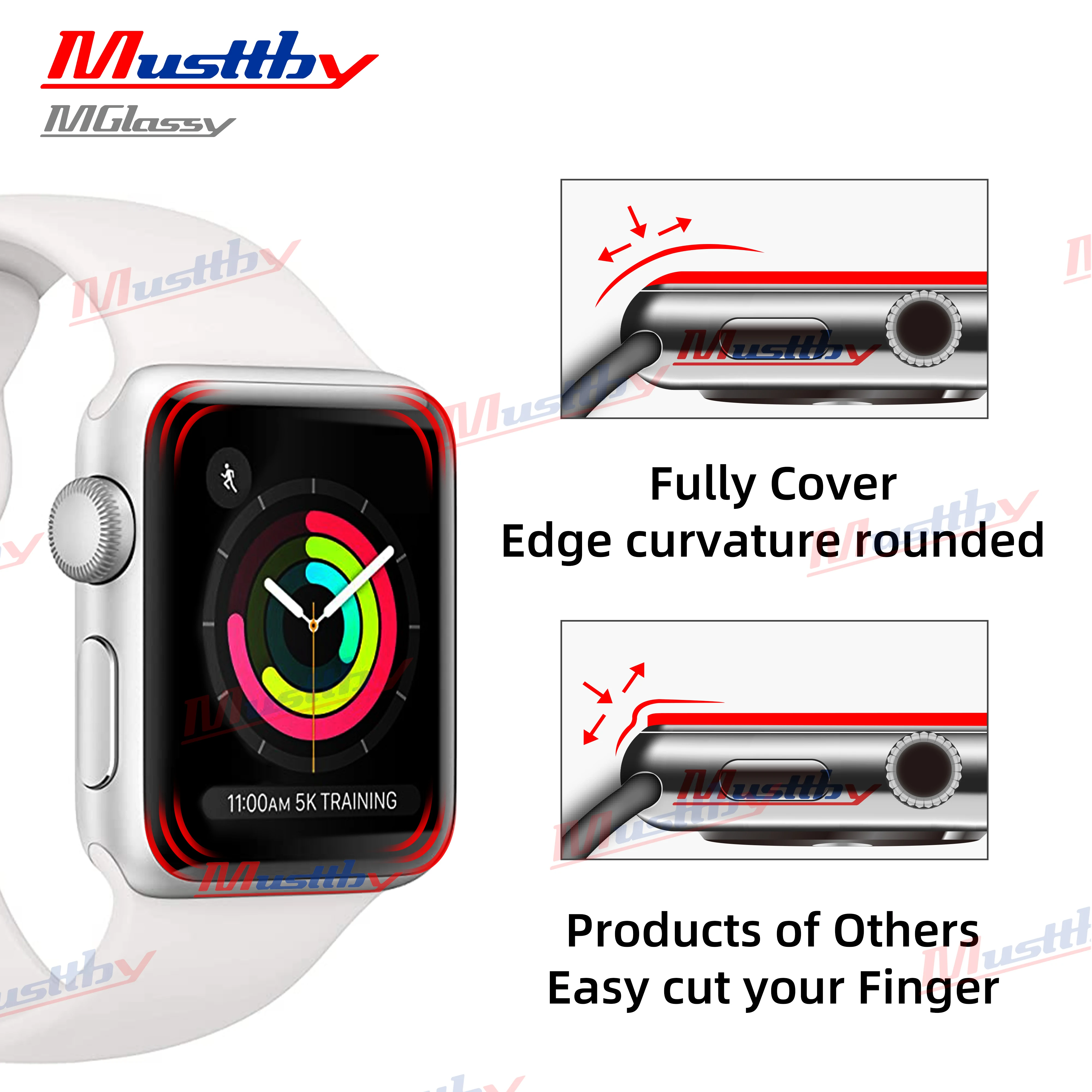 Musttby 5 шт. ЖК-экран с сенсорным передним стеклом + OCA для Apple Watch S4 S5 S6 S7 Ultra 40 мм 44 45