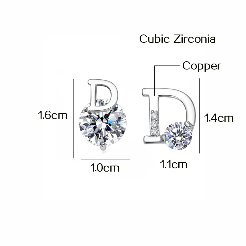 Модные Винтажные серьги-гвоздики с буквой D для женщин модные блестящие