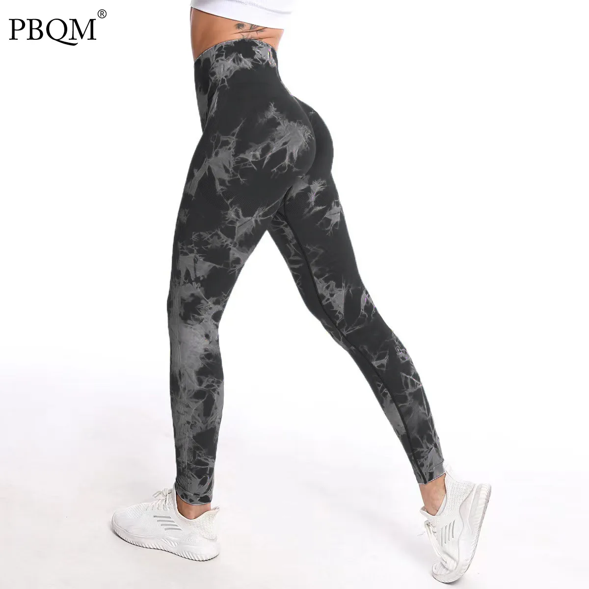 Бесшовные штаны для йоги с завышенной талией Tie Dye женские эластичные леггинсы