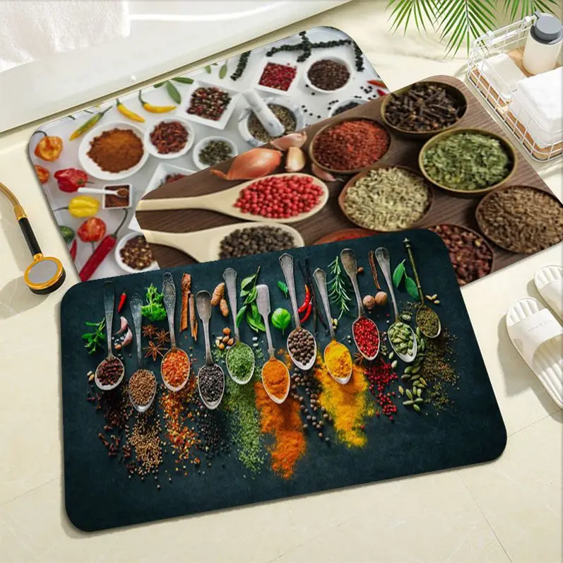 

Grains Spices Peppers Floor Carpet Kids Room Bedroom Decoration Balcony Anti-Slip Doormat Living Room Household Carpets