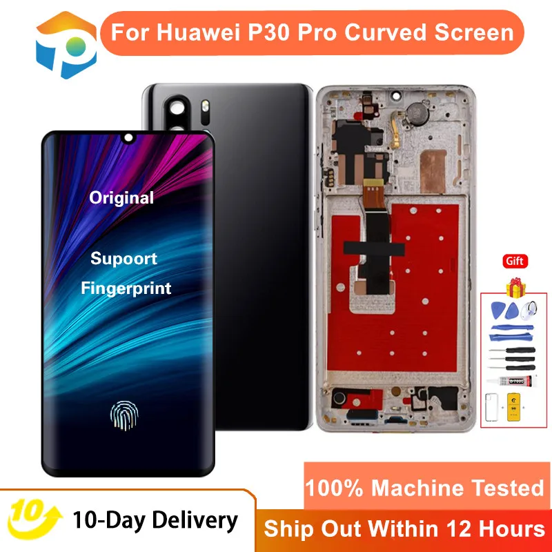 100% Tested Display Screen With Fingerprint For Huawei P30 Pro LCD Display Touch Screen Assembly For Huawei P30 Pro Curved Scree