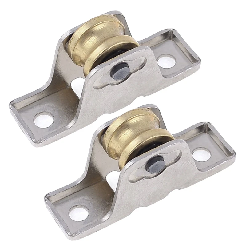 

2X 1.6cm Dia Single Roller Window Pane Pulley Doors Wheel Silver + Gold