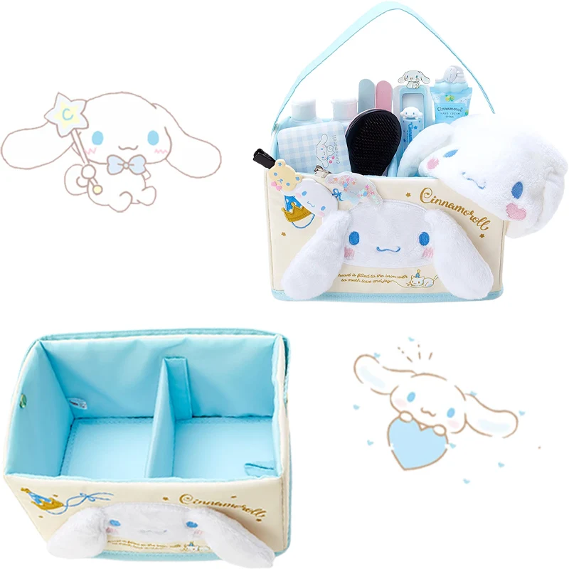 

Sanrios Cinnamoroll Foldable Storage Basket Cute Cartoon Hand Basket Kawaii Girl Heart Large Capacity Storage Box Finishing Box