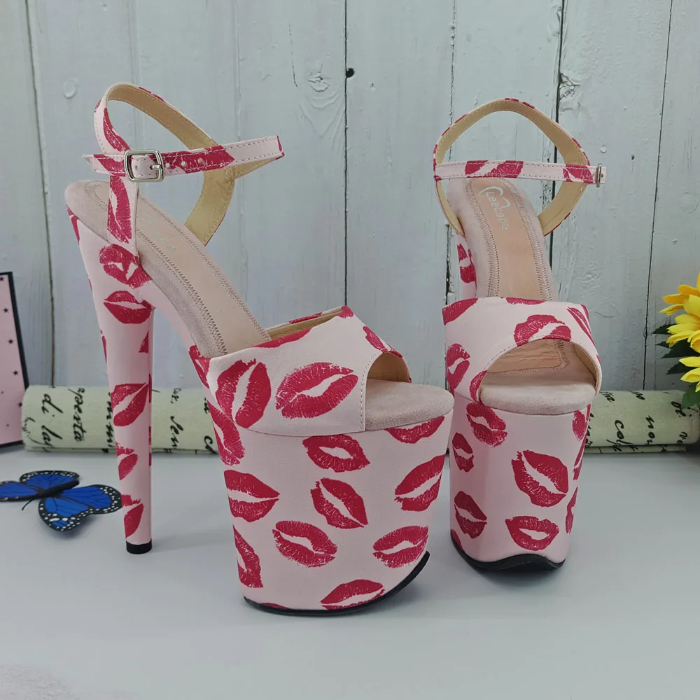 Leecabe  20cm/8inch Kiss Mouth style high heel sandals  sexy model shoes pole dance shoes