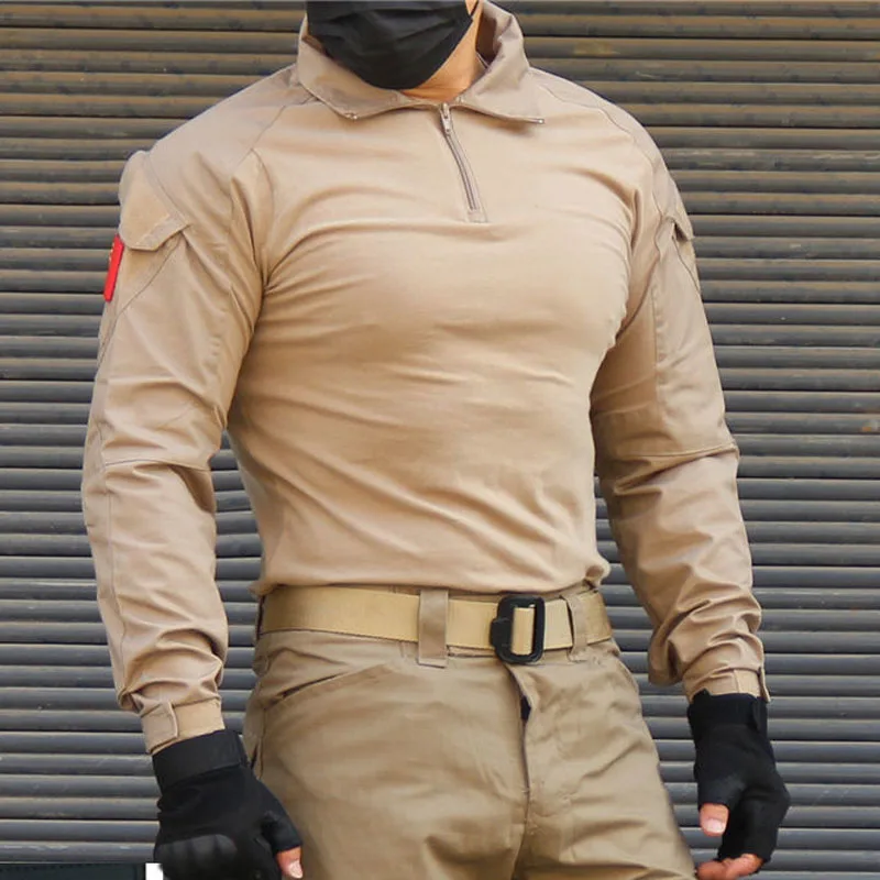 Men's Spring and Summer Outdoor Long and Short Sleeve Camouflage Suit, Slim Stretch CS Tactical Frog Suit, Leggings