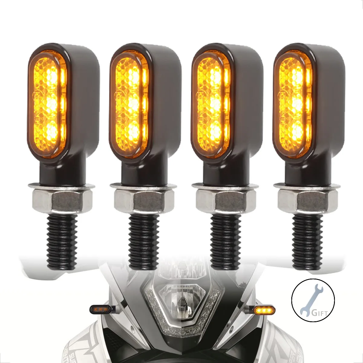 

8mm Mini Led Motorcycle Turn Signal Light Lamp Indicators Blinker Amber Clignotant Moto 3Leds 12V for Yamaha Kawasaki Cafe Racer